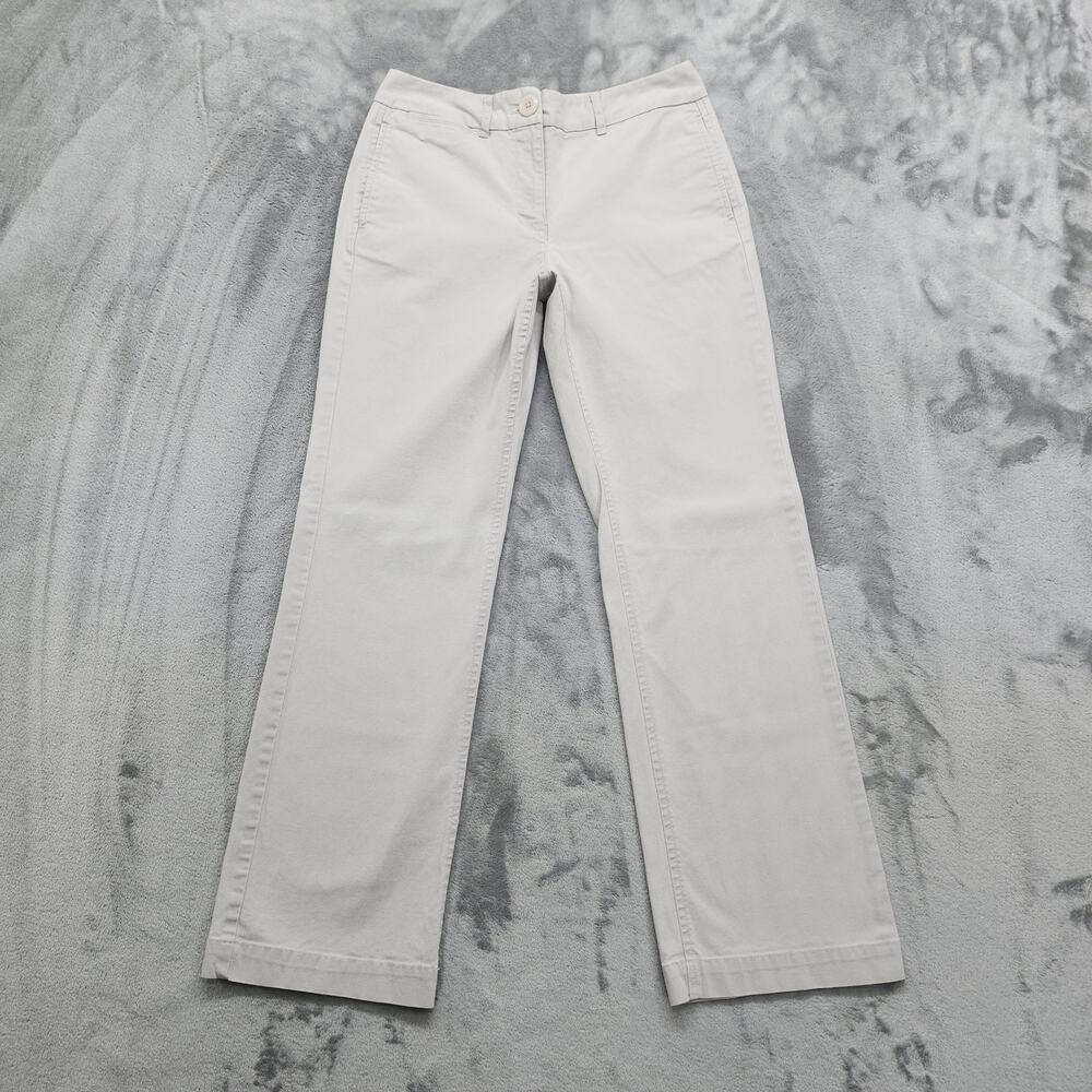 Vintage Talbots Pants Womens 2 Beige Khaki Stretch Cotton High Rise Straight Leg